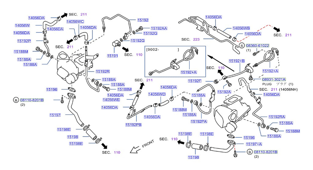 Nissan Fairlady Z32 Turbo Water Coolant Line Tube Inner, Right