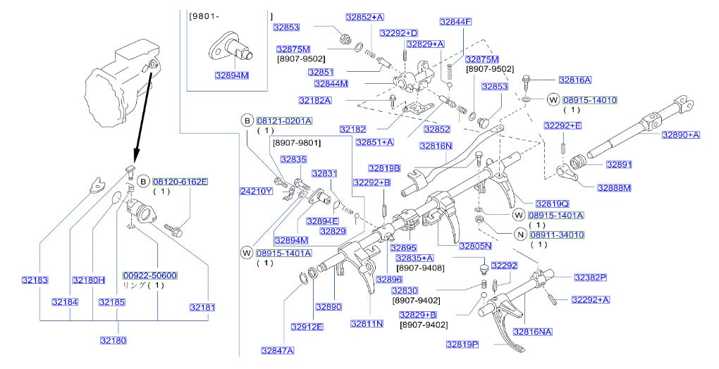 Nissan Fairlady Z32 MT Shift Control Shift Fork Bolt (32819B