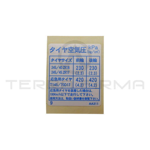 Nissan Skyline R34 GTR Tire Limit Decal