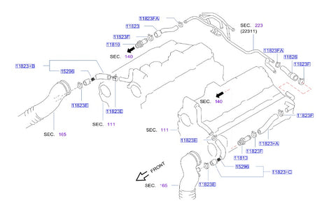 Nissan Fairlady Z32 Left Positive Crankcase Ventilation Hose (11823+A)