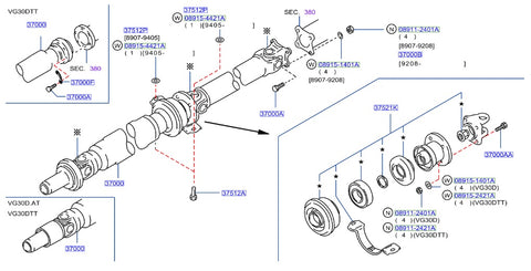 Nissan Fairlady Z32 Driveshaft to Differential Flange Bolt (Twin Turbo) (37000AA)