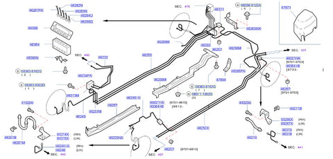Nissan Fairlady Z32 Front Brake Caliper Fluid Line Tube, Right (46245+A)