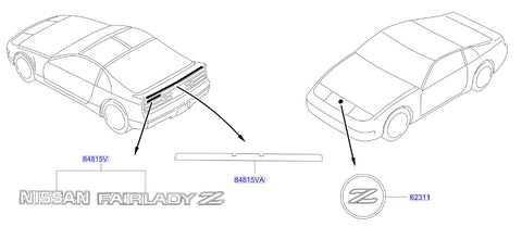 Nissan Fairlady Z32 Black Strip Under Rear Wing Spoiler Decal (Twin Turbo) (84815VA)