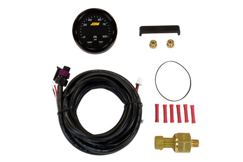 AEM X-Series Fluid Pressure Gauge Kit 0-100psi/0-7bar Black Bezel and Black Oil Faceplate