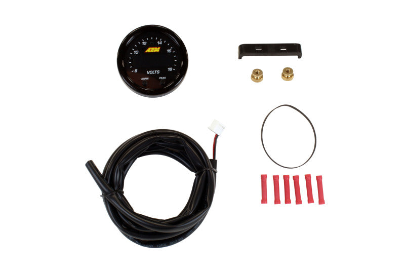 AEM X-Series Voltage Gauge Kit 8-18 Volts / Black Bezel and