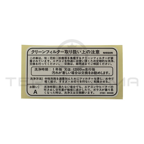 Nissan Silvia S15 Heater & Blower Case Clean Filter Label Decal