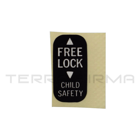 Nissan Skyline R33 Rear Door Child Safety Lock Decal, 4-Door Models (Early)