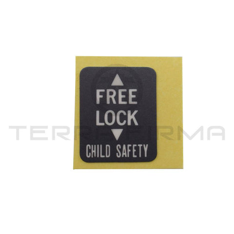 Nissan Skyline R33 Rear Door Child Safety Lock Decal, 4-Door Models (Late)